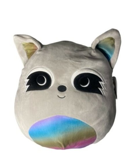Squishmallow Max Raccoon 14" Kelly‎ Toy New with Tag Squish-Doos Rainbow Belly - Picture 1 of 6